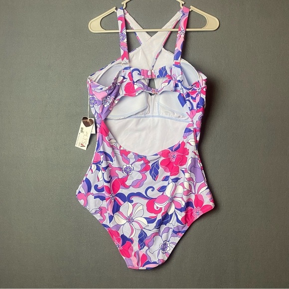 NEW Lysa Plus size 0X "Kylie" swimsuit Floral Keyhole Halter One-Piece Swimsuit - Picture 6 of 10